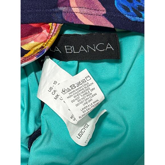 La Blanca By The Sea Peekaboo Swimsuit Multicolor Floral Keyhole Cutout Size 10 - Picture 10 of 13